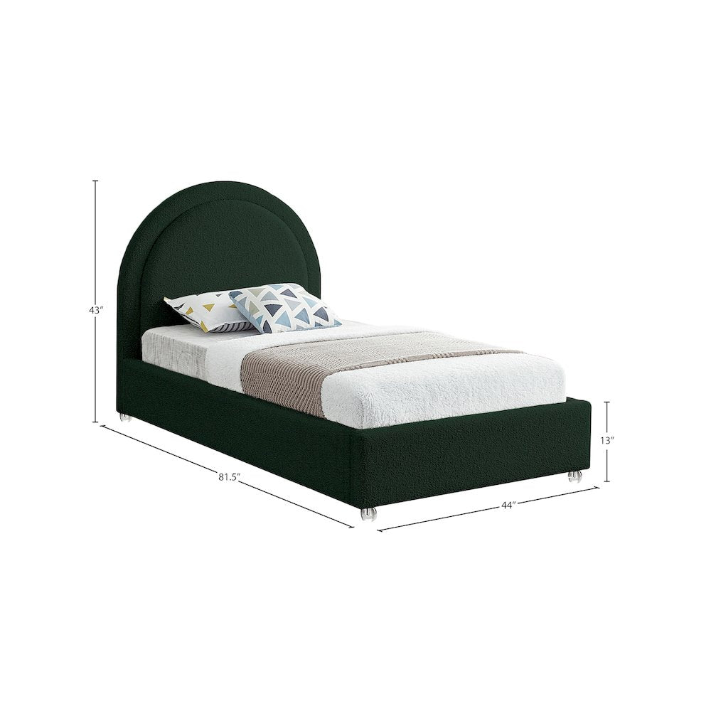 Milo Green Fabric Twin Bed