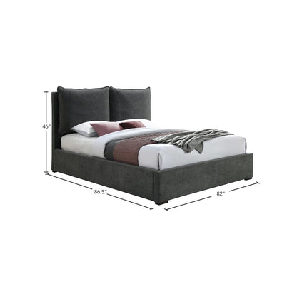Misha Pepper Black Polyester Fabric King Bed