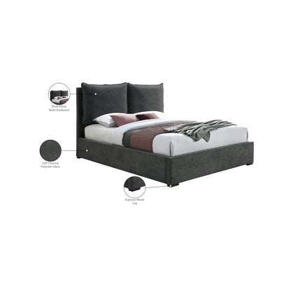 Misha Pepper Black Polyester Fabric King Bed