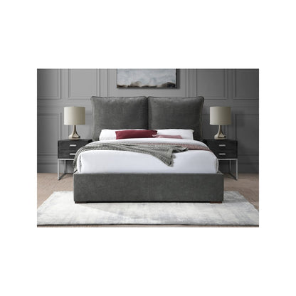 Misha Pepper Black Polyester Fabric King Bed