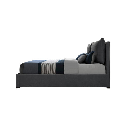 Misha Pepper Black Polyester Fabric King Bed