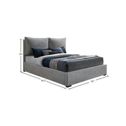 Misha Light Grey Polyester Fabric King Bed