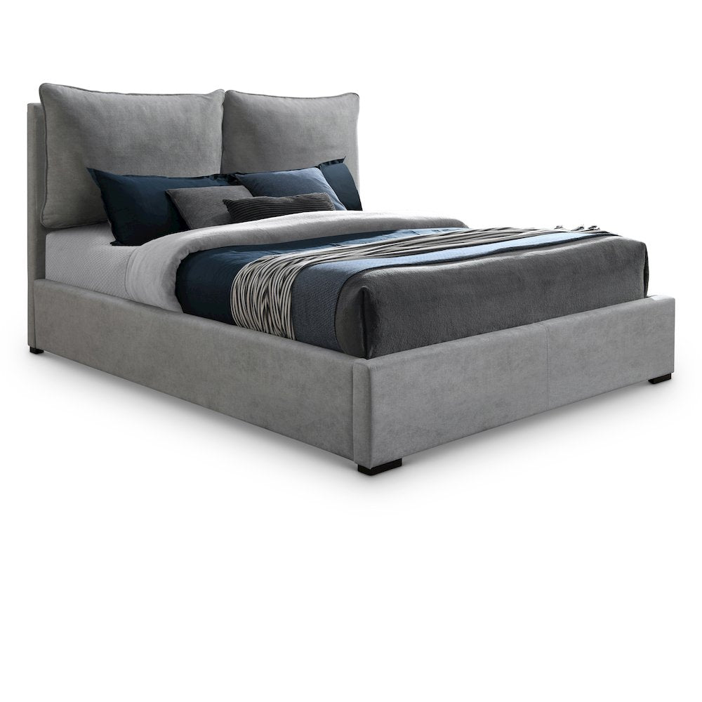 Misha Light Grey Polyester Fabric King Bed
