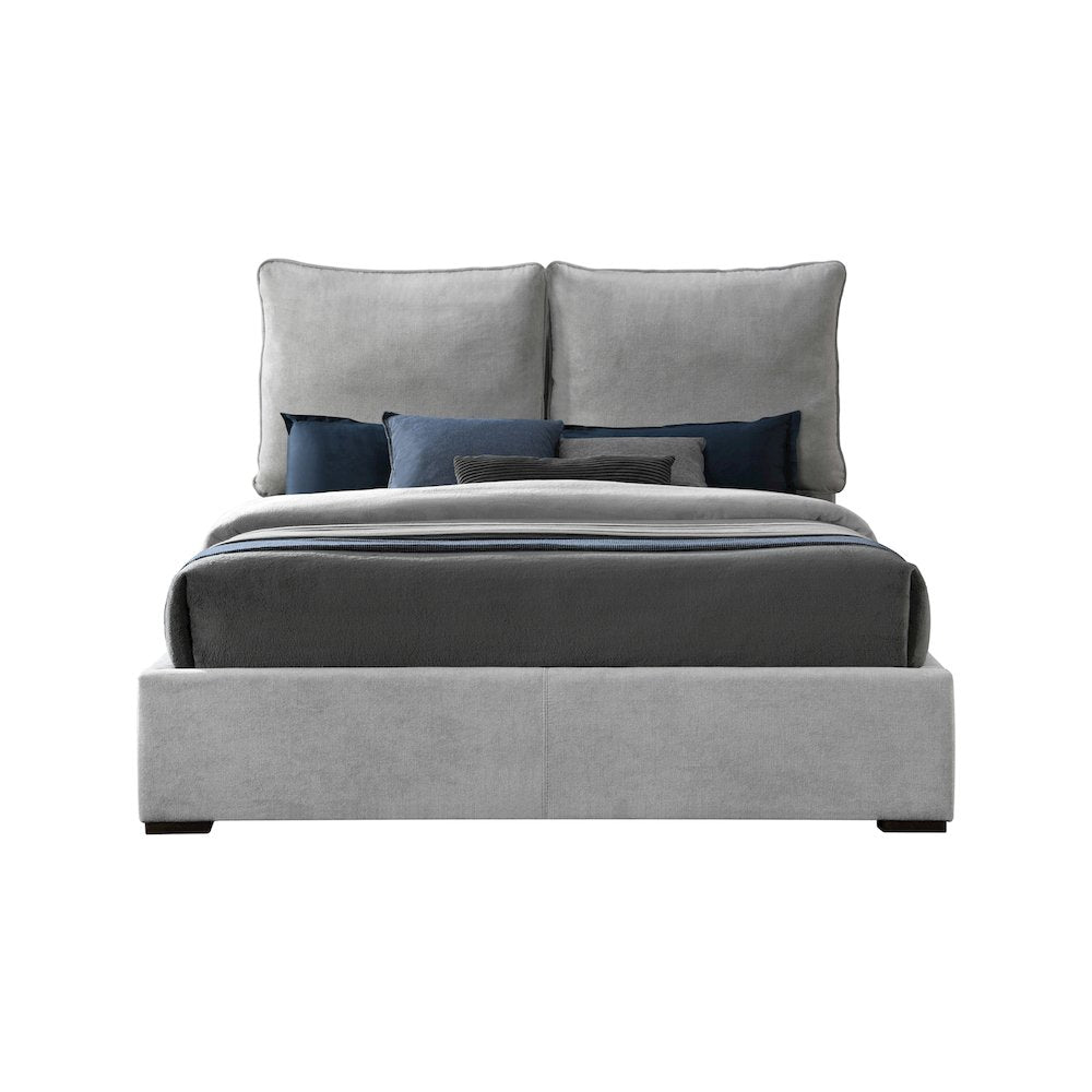 Misha Light Grey Polyester Fabric King Bed
