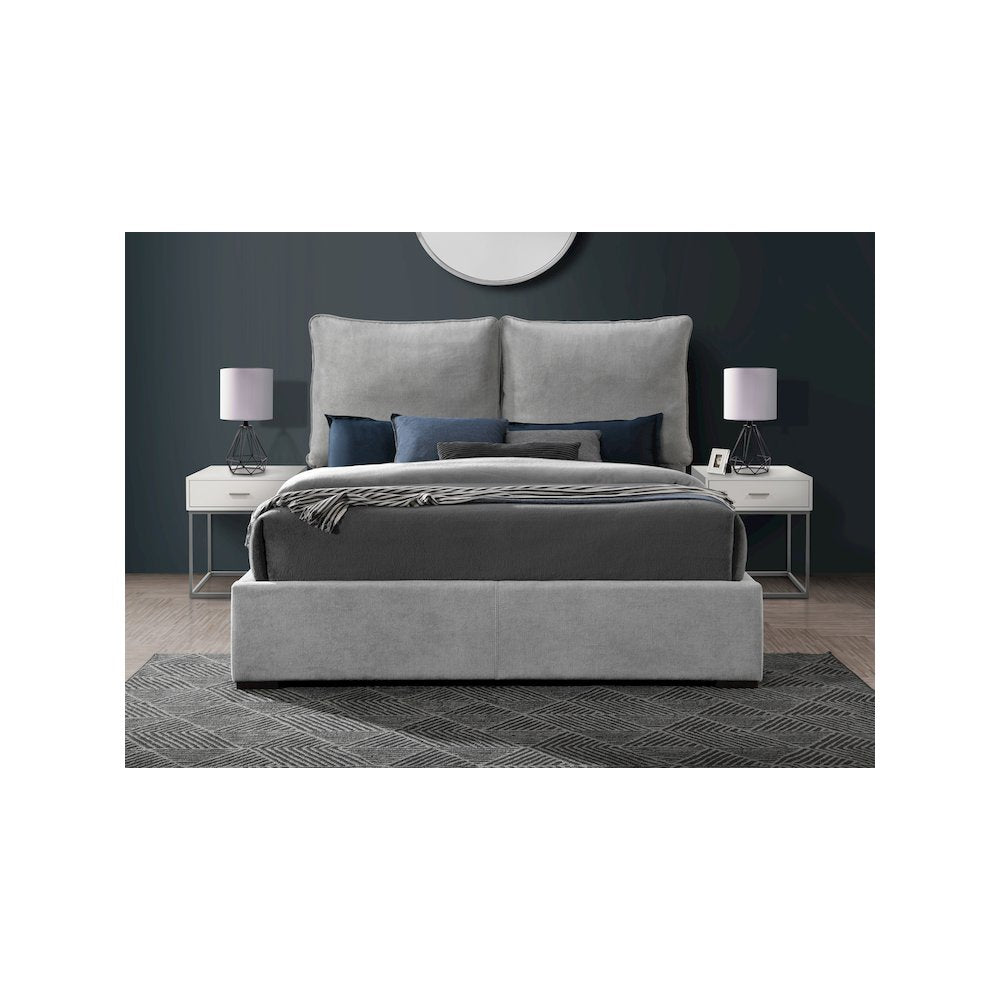 Misha Light Grey Polyester Fabric King Bed