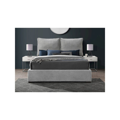 Misha Light Grey Polyester Fabric King Bed