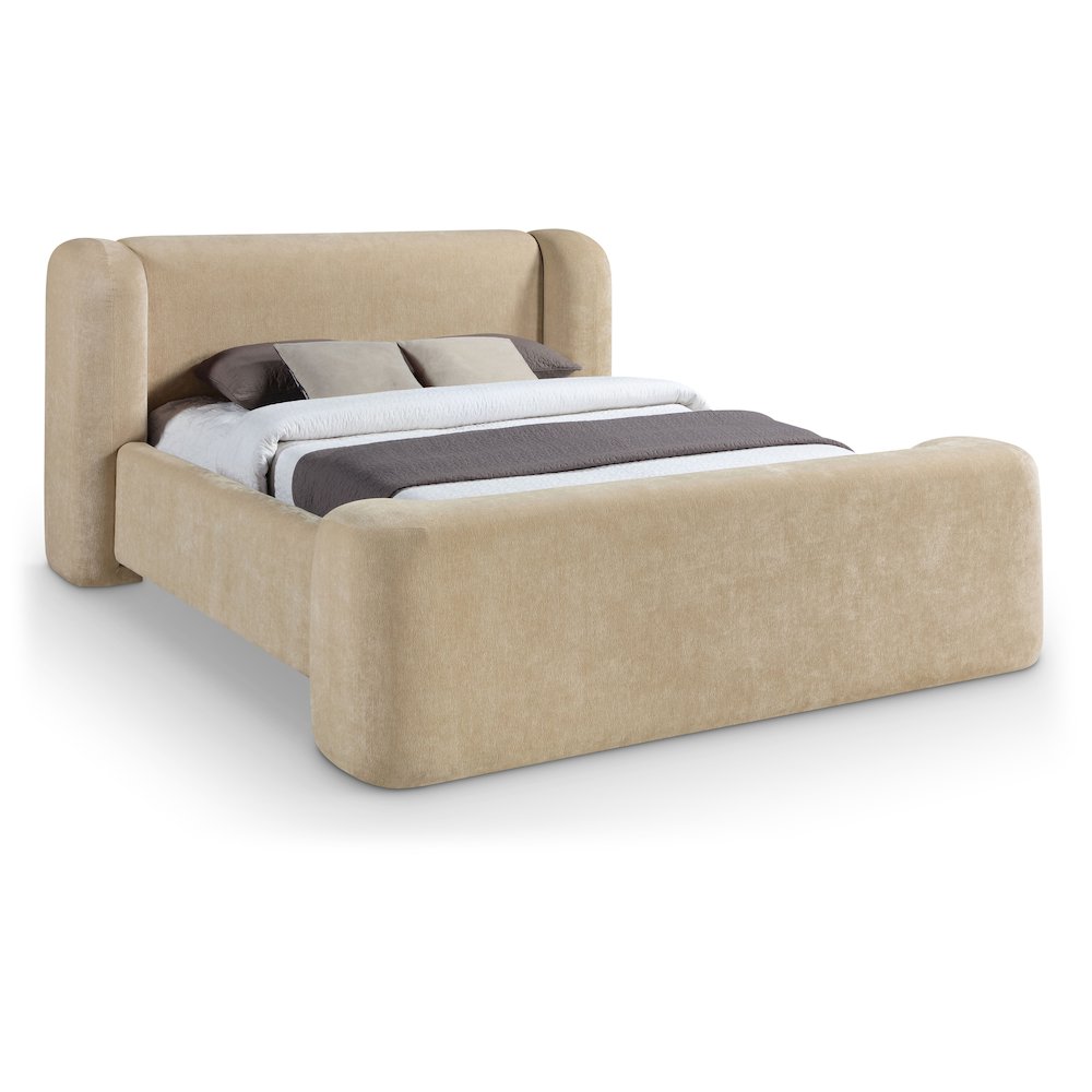 Modena Beige Chenille Fabric Upholstered Full Bed