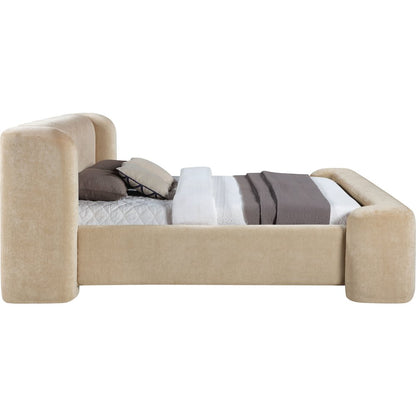 Modena Beige Chenille Fabric Upholstered Full Bed