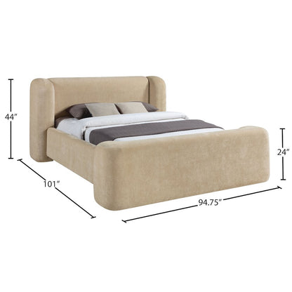 Modena Beige Chenille Fabric Upholstered King Bed