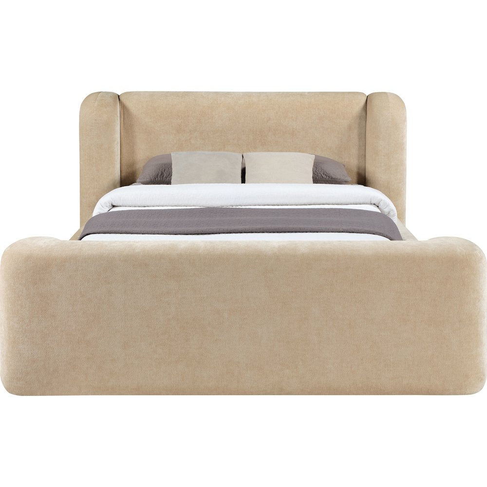 Modena Beige Chenille Fabric Upholstered King Bed
