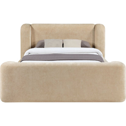 Modena Beige Chenille Fabric Upholstered King Bed