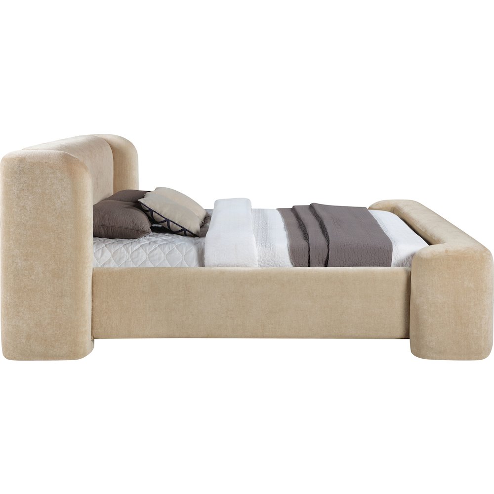 Modena Beige Chenille Fabric Upholstered King Bed