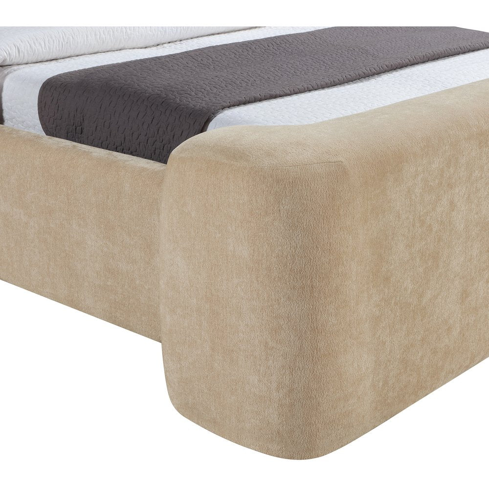 Modena Beige Chenille Fabric Upholstered King Bed