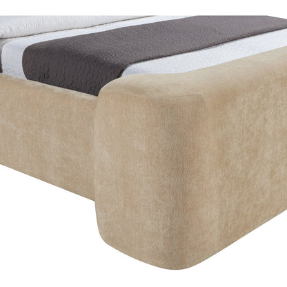 Modena Beige Chenille Fabric Upholstered King Bed