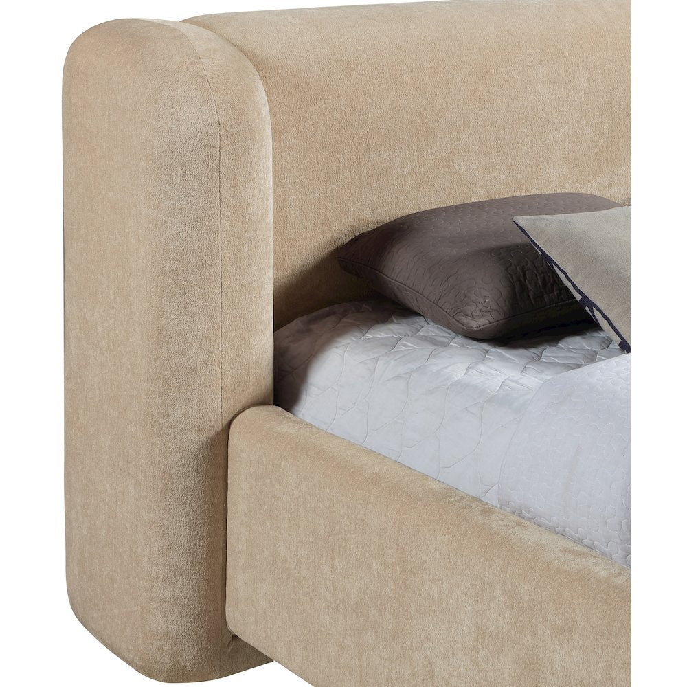 Modena Beige Chenille Fabric Upholstered King Bed
