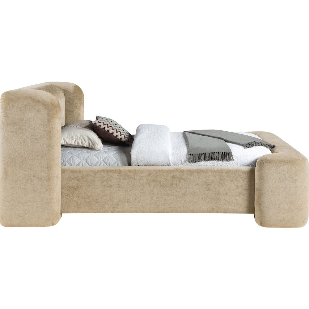 Modena Beige Chenille Fabric Upholstered Twin Bed