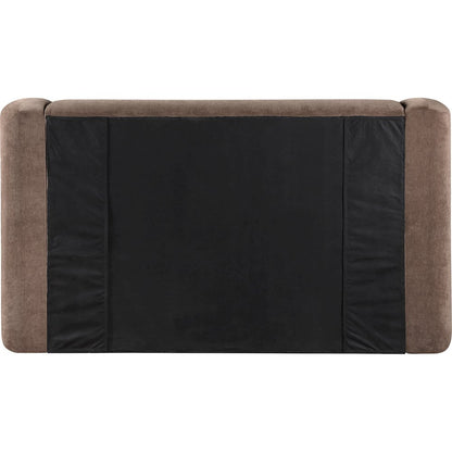 Modena Brown Chenille Fabric Upholstered King Bed