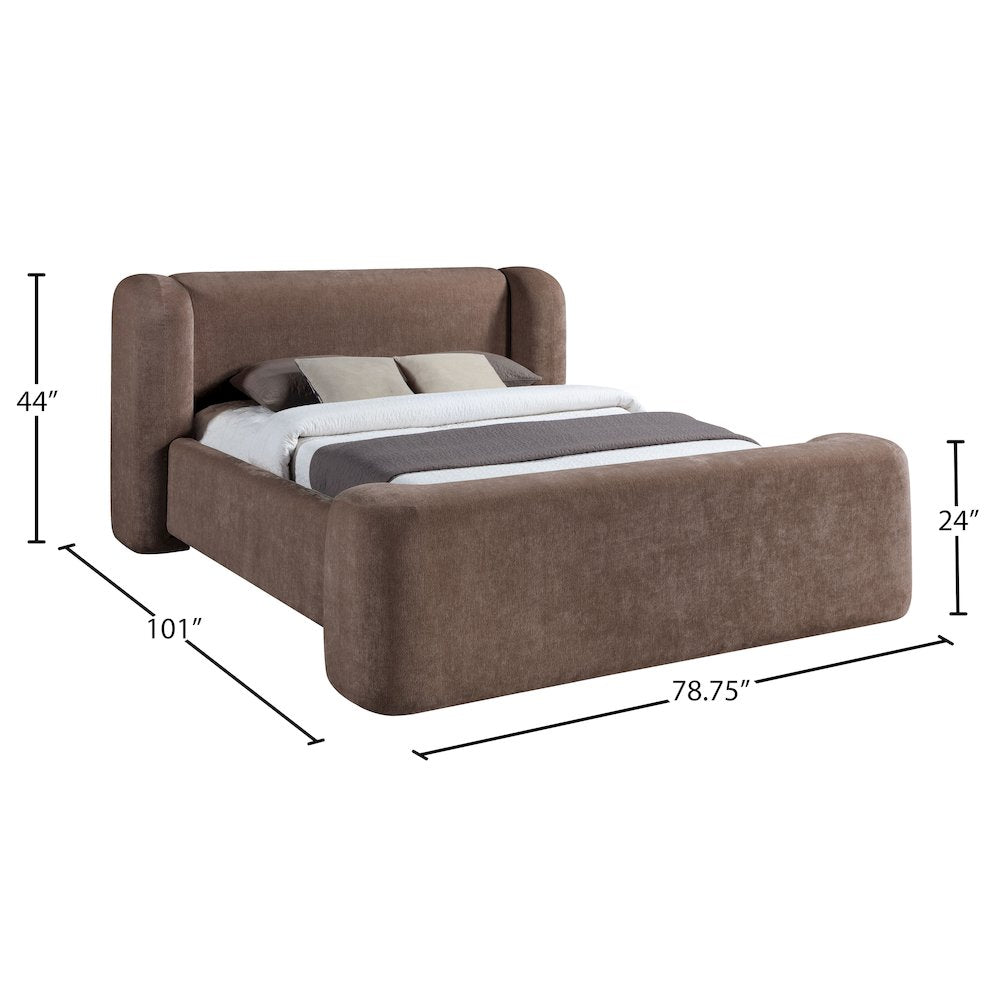 Modena Brown Chenille Fabric Upholstered Queen Bed