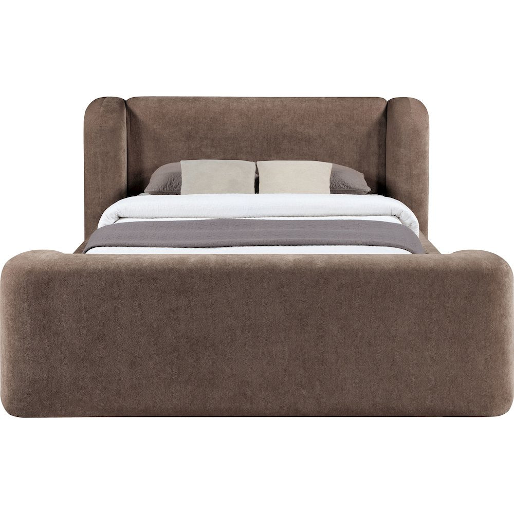 Modena Brown Chenille Fabric Upholstered Queen Bed