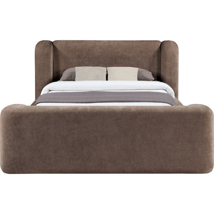 Modena Brown Chenille Fabric Upholstered Queen Bed