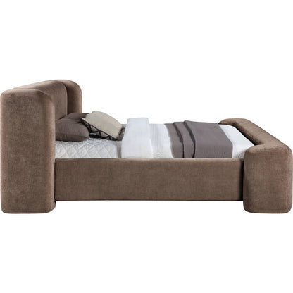 Modena Brown Chenille Fabric Upholstered Queen Bed