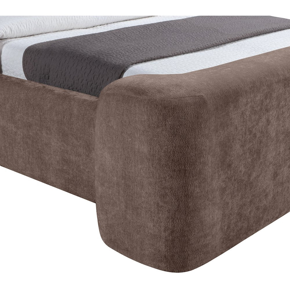 Modena Brown Chenille Fabric Upholstered Queen Bed