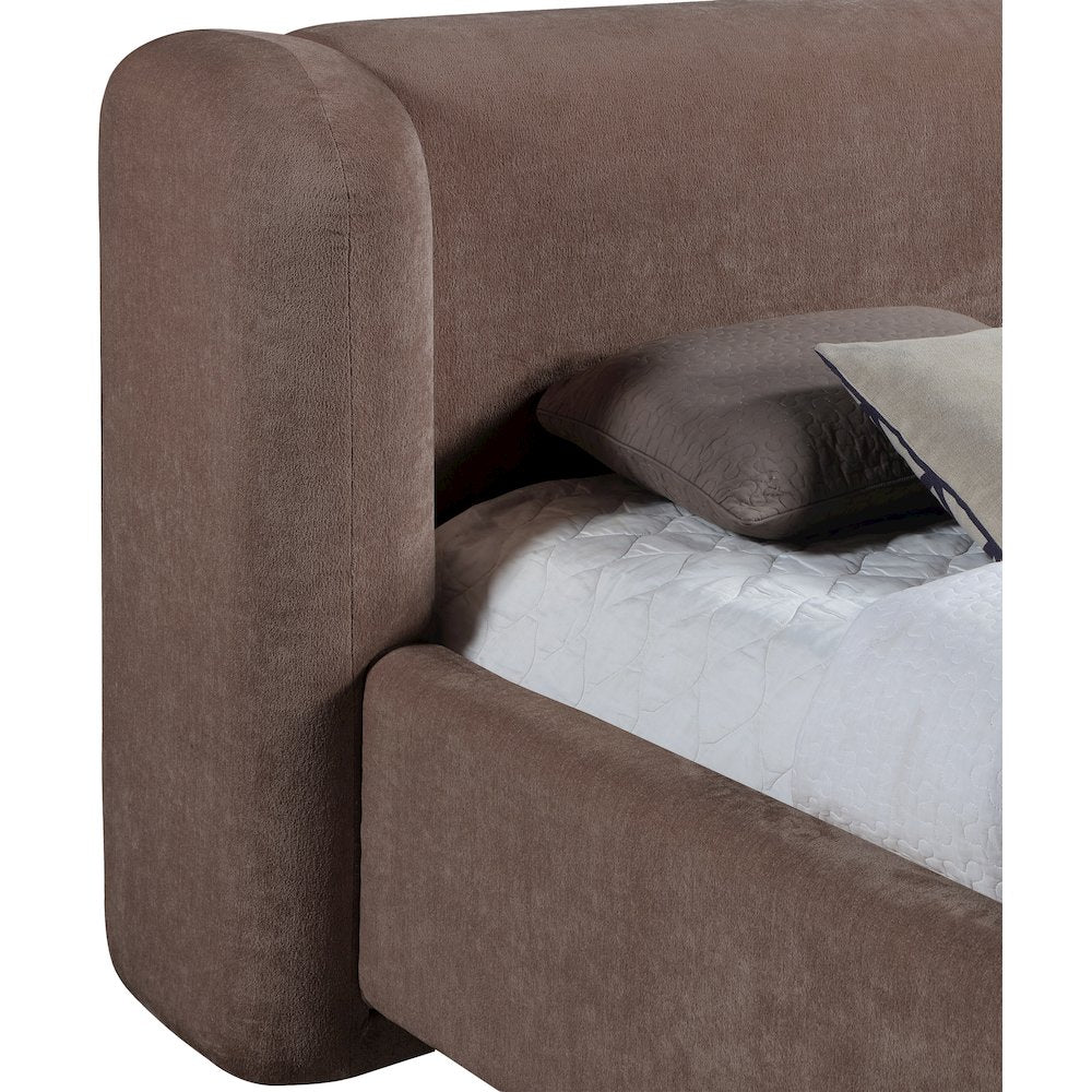 Modena Brown Chenille Fabric Upholstered Queen Bed