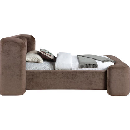 Modena Brown Chenille Fabric Upholstered Twin Bed