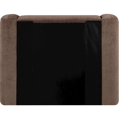 Modena Brown Chenille Fabric Upholstered Twin Bed