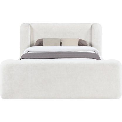 Modena Cream Chenille Fabric Upholstered King Bed