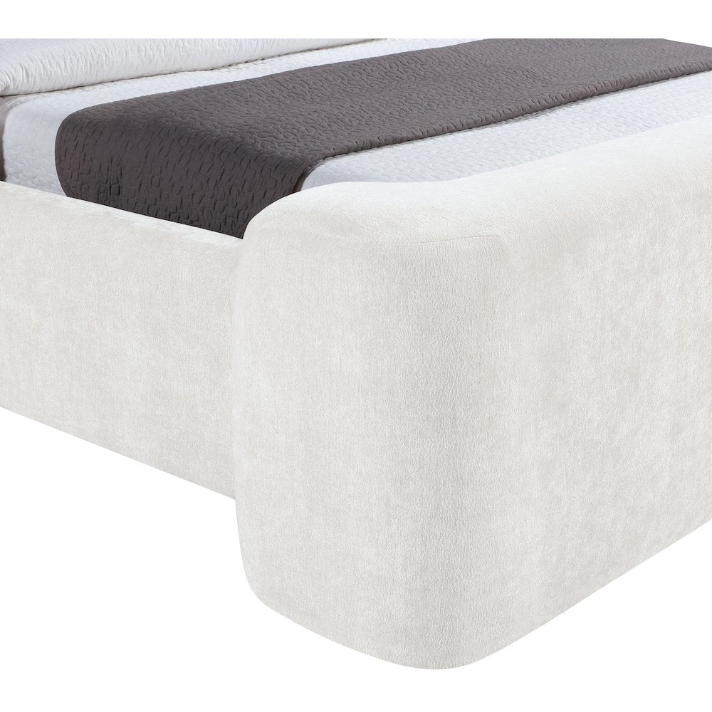 Modena Cream Chenille Fabric Upholstered Queen Bed