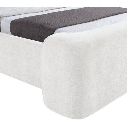 Modena Cream Chenille Fabric Upholstered Queen Bed