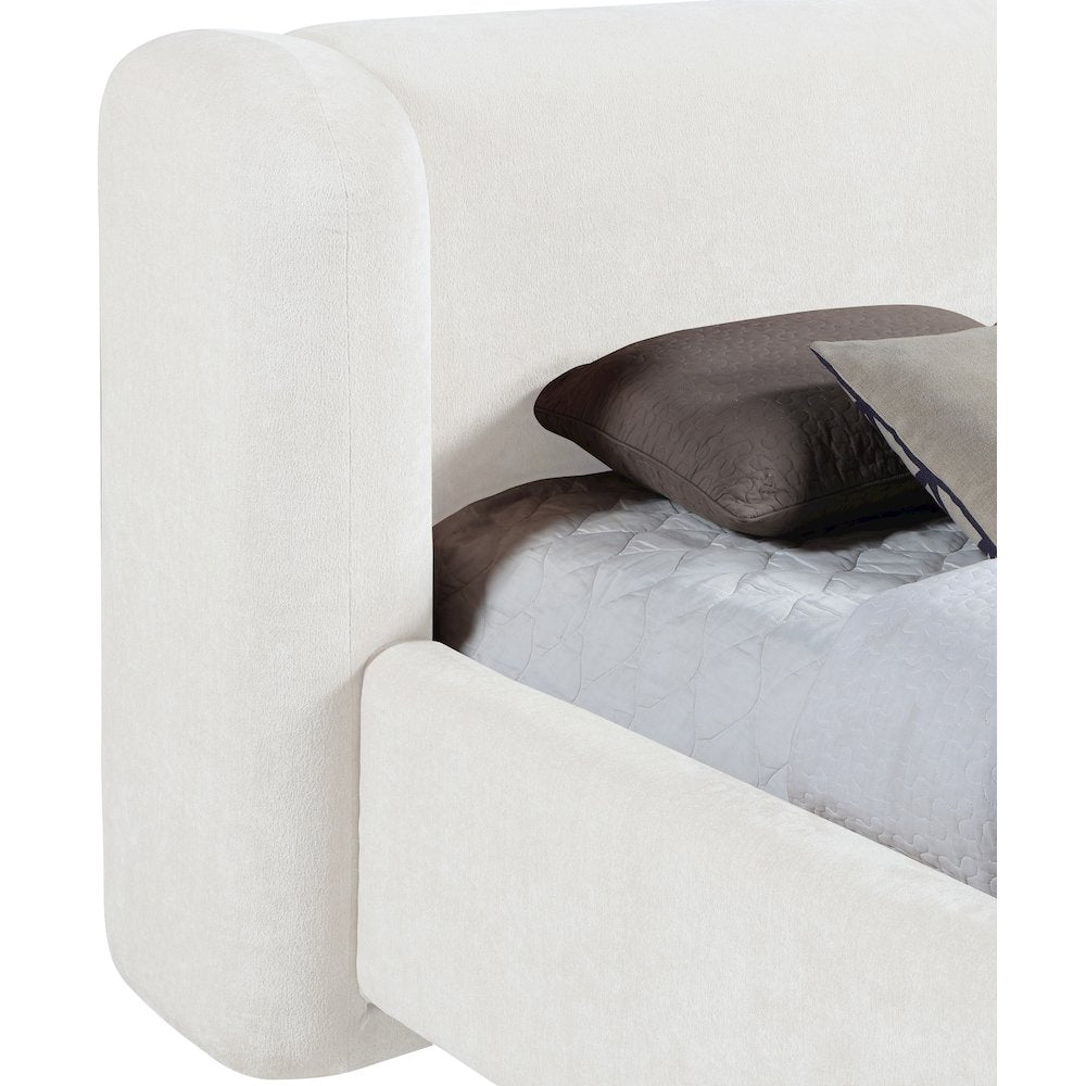 Modena Cream Chenille Fabric Upholstered Queen Bed