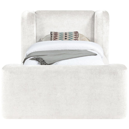 Modena Cream Chenille Fabric Upholstered Twin Bed