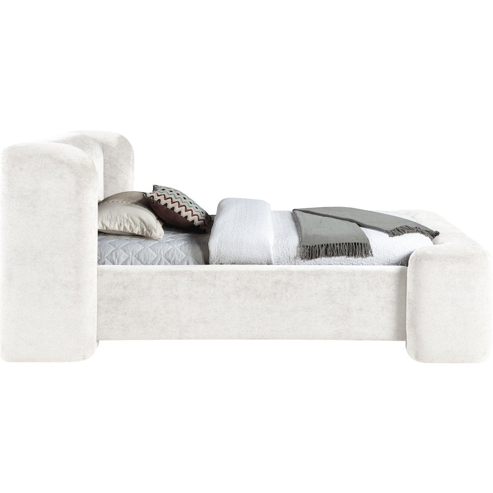Modena Cream Chenille Fabric Upholstered Twin Bed
