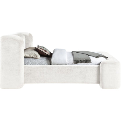 Modena Cream Chenille Fabric Upholstered Twin Bed