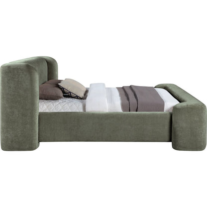 Modena Green Chenille Fabric Upholstered Full Bed