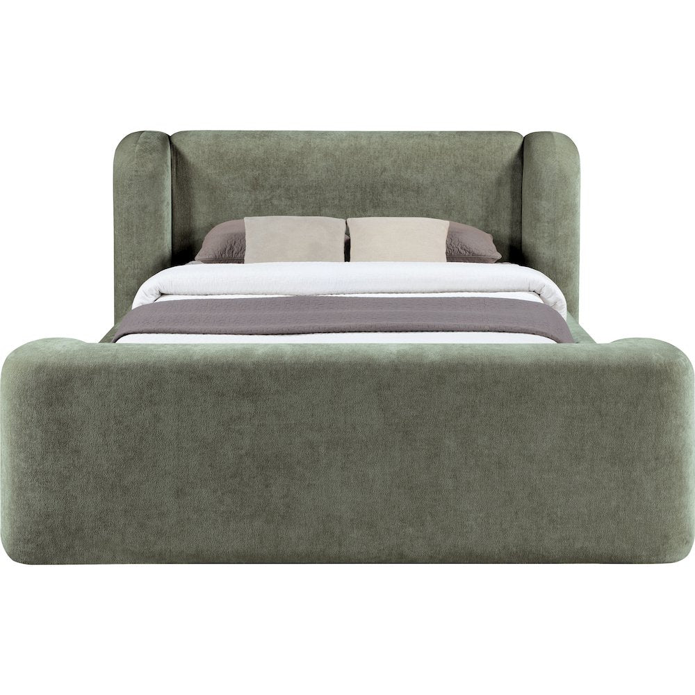 Modena Green Chenille Fabric Upholstered King Bed