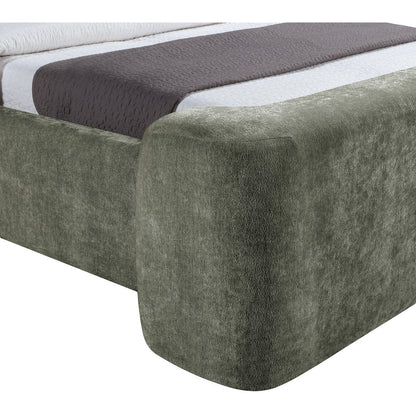 Modena Green Chenille Fabric Upholstered King Bed