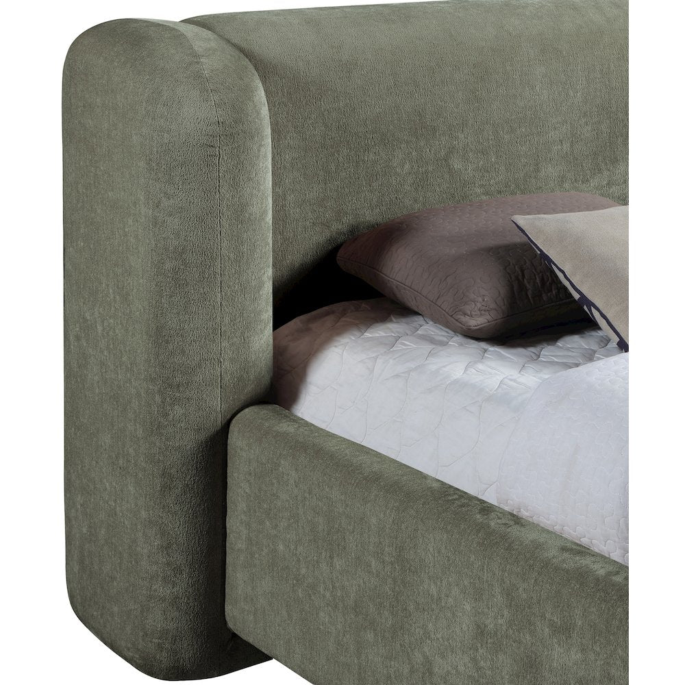 Modena Green Chenille Fabric Upholstered King Bed