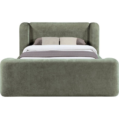 Modena Green Chenille Fabric Upholstered Queen Bed