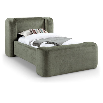Modena Green Chenille Fabric Upholstered Twin Bed