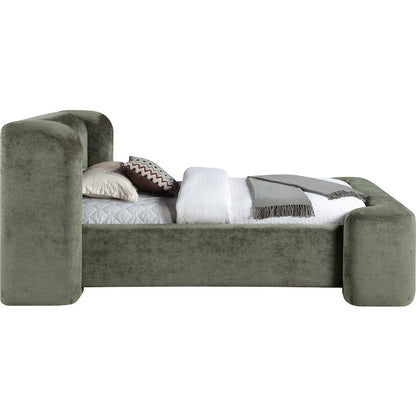 Modena Green Chenille Fabric Upholstered Twin Bed