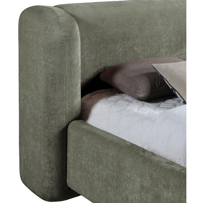 Modena Green Chenille Fabric Upholstered Twin Bed