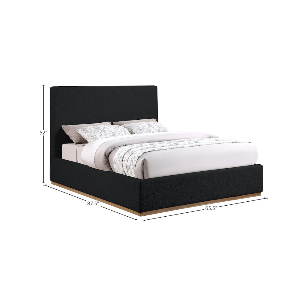 Monaco Black Boucle Fabric Queen Bed