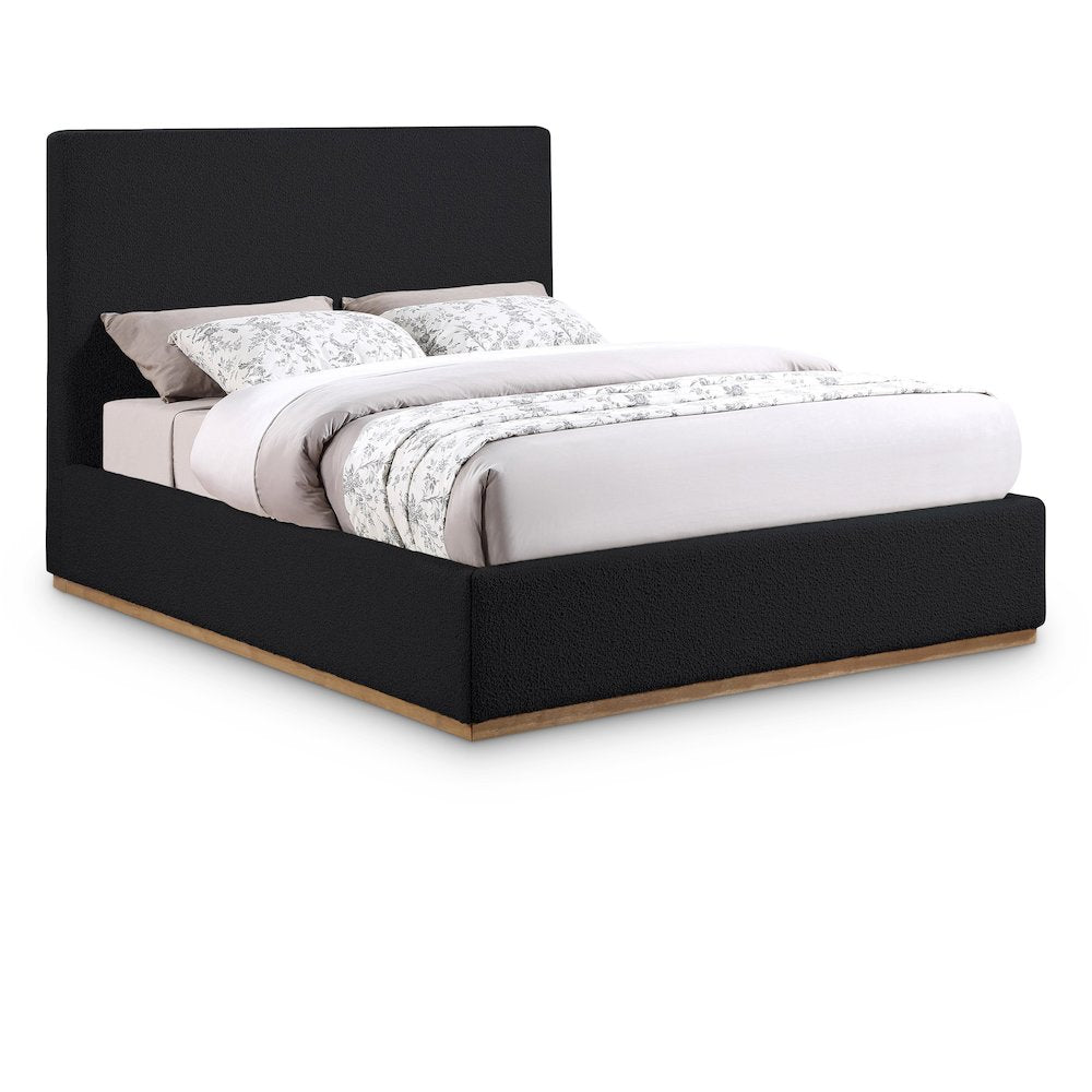 Monaco Black Boucle Fabric Queen Bed