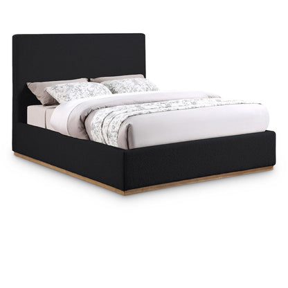 Monaco Black Boucle Fabric Queen Bed