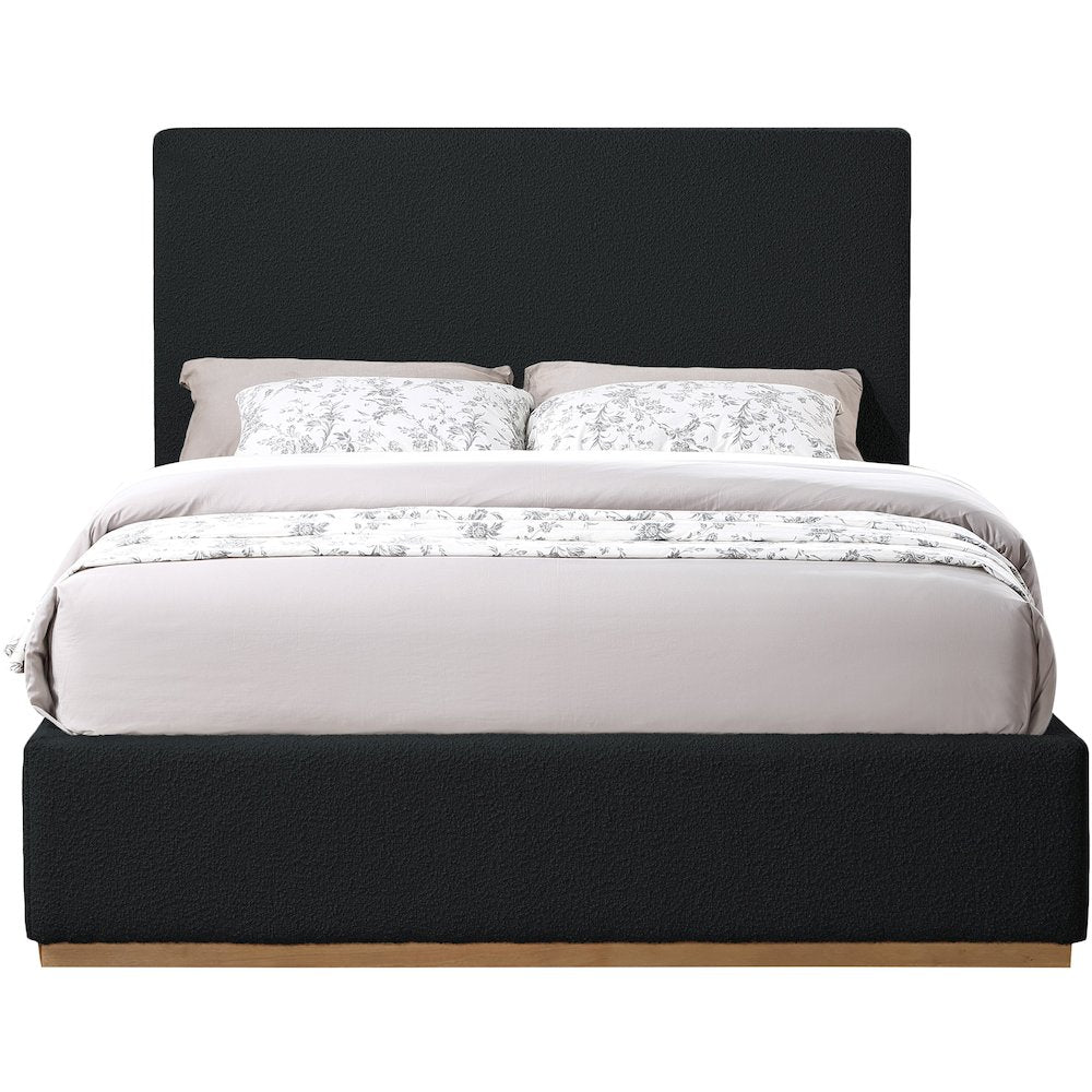 Monaco Black Boucle Fabric Queen Bed