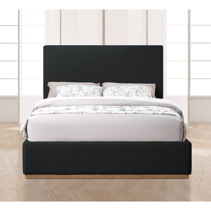 Monaco Black Boucle Fabric Queen Bed