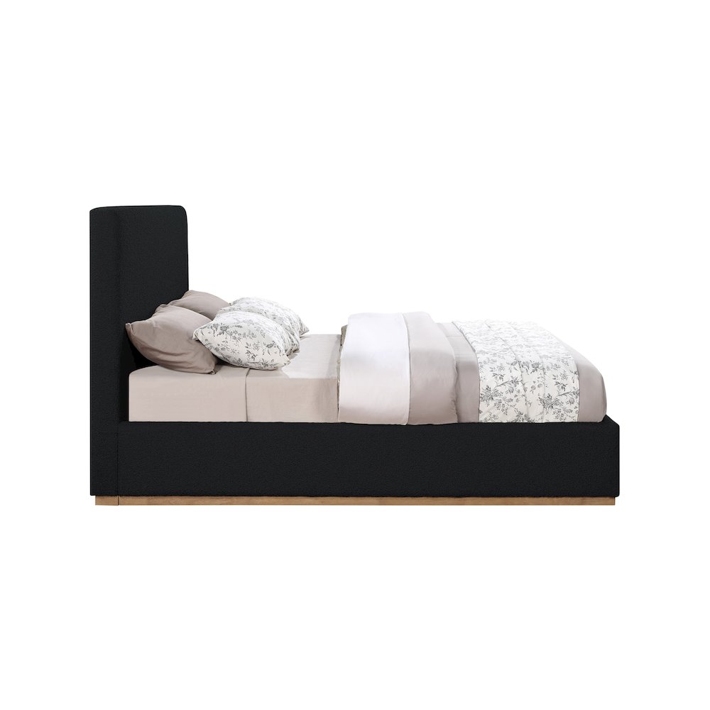 Monaco Black Boucle Fabric Queen Bed